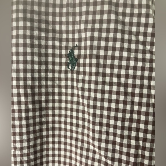 Ralph Lauren Men's Medium Long Sleeve Brown Gingham Brown/White Shirt 340 - Picture 4 of 7